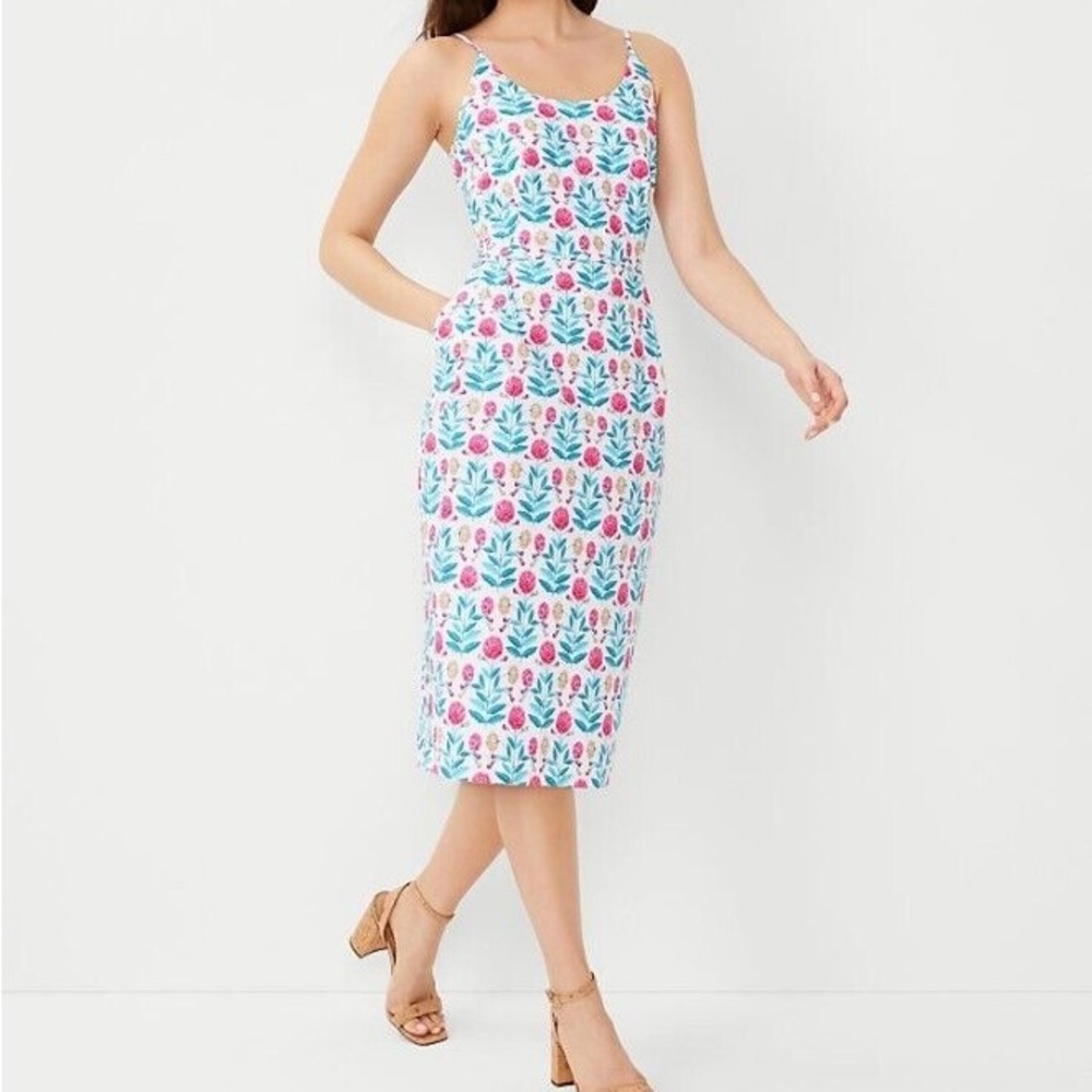 New Ann Taylor floral sheath cotton dress size 2P, never worn